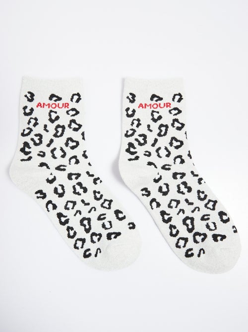 Chaussettes AMOUR, motif léopard métallisé - AFIBEL - Kiabi