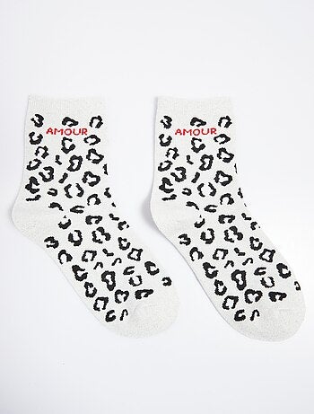 Chaussettes AMOUR, motif léopard métallisé