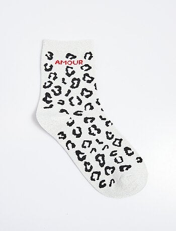 Chaussettes AMOUR, motif léopard métallisé