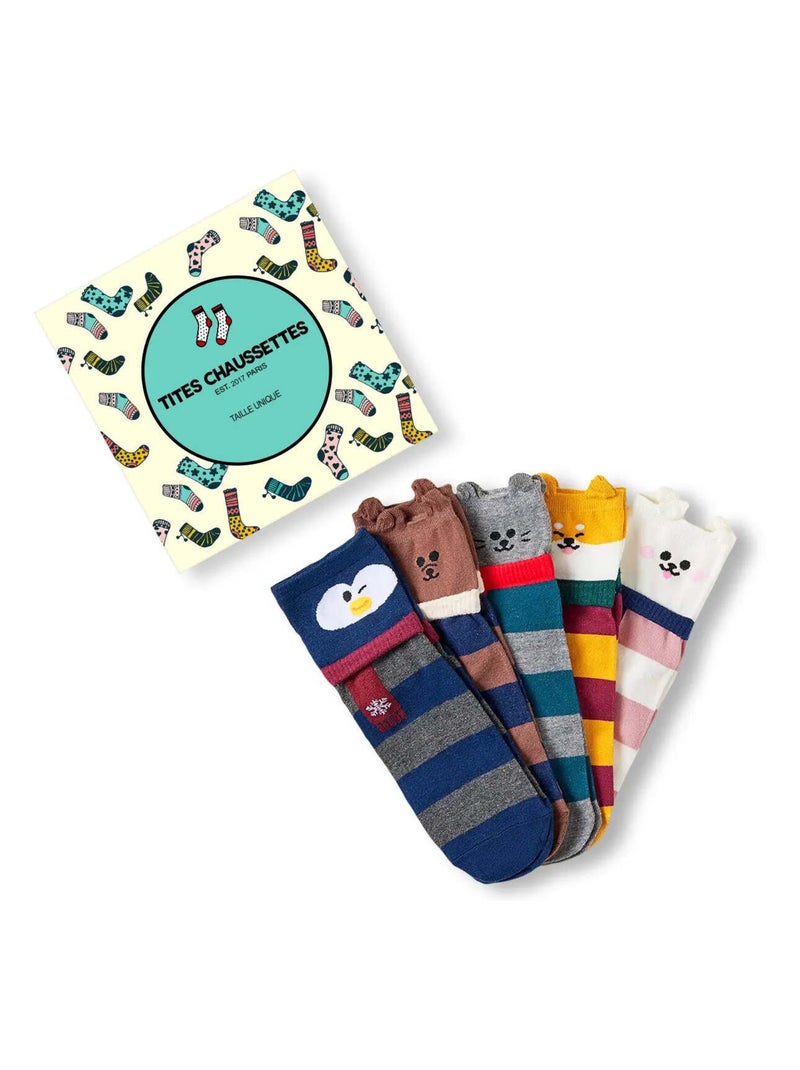 Chaussettes Animaux Echarpe (Lot x5) | Titeschaussettes Multicolore - Kiabi