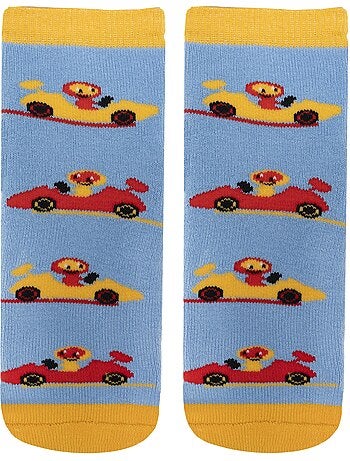 Chaussettes anti-dérapantes coton, picots antidérapants bébé garçon isotoner