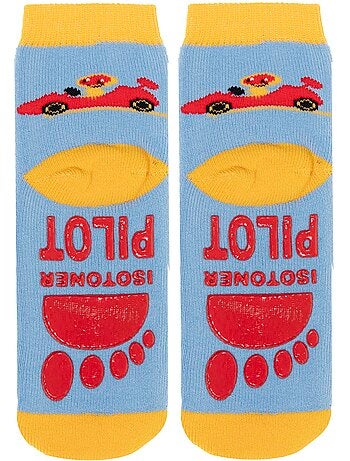 Chaussettes anti-dérapantes coton, picots antidérapants bébé garçon isotoner
