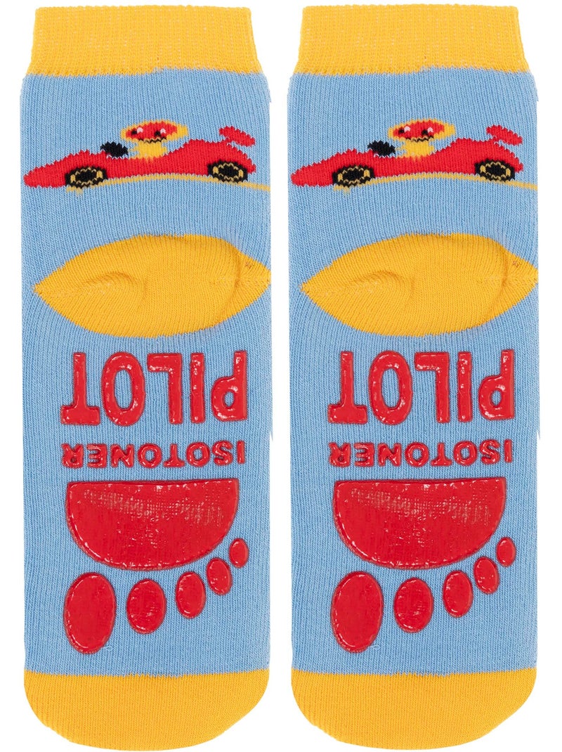 Chaussettes anti-dérapantes coton, picots antidérapants bébé garçon isotoner Bleu - Kiabi