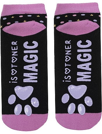 Chaussettes anti-dérapantes coton, picots antidérapants fille isotoner