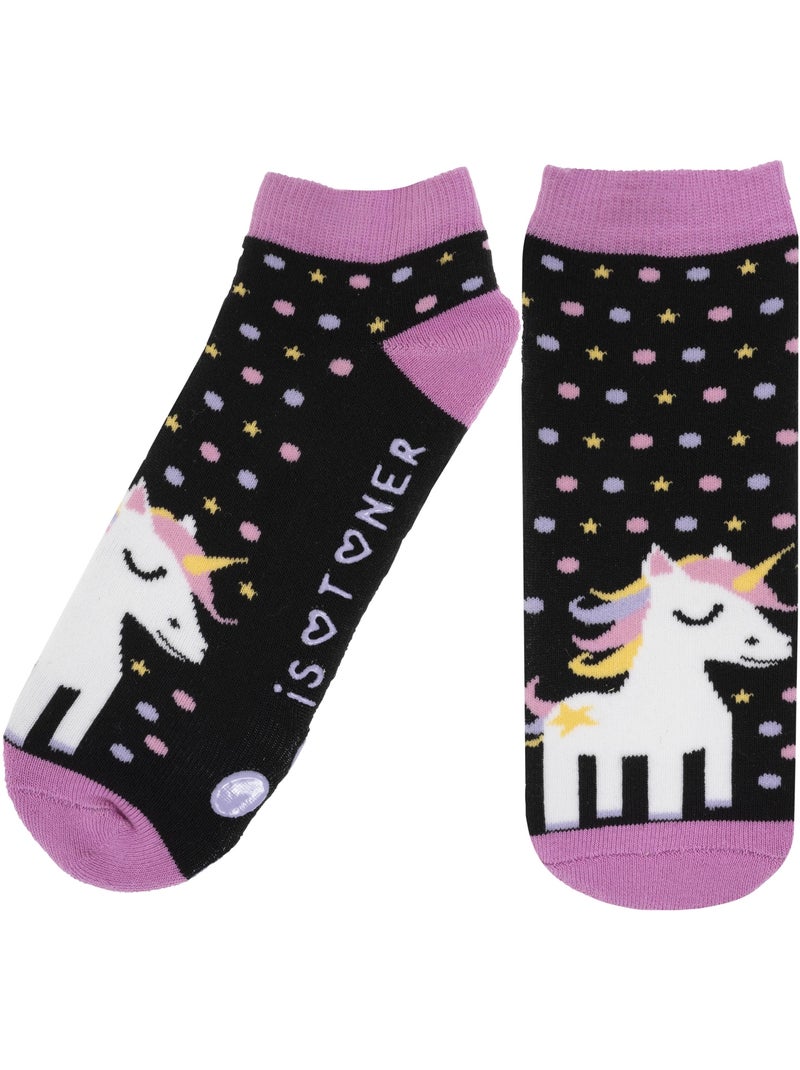 Chaussettes anti-dérapantes coton, picots antidérapants fille isotoner Bleu marine - Kiabi
