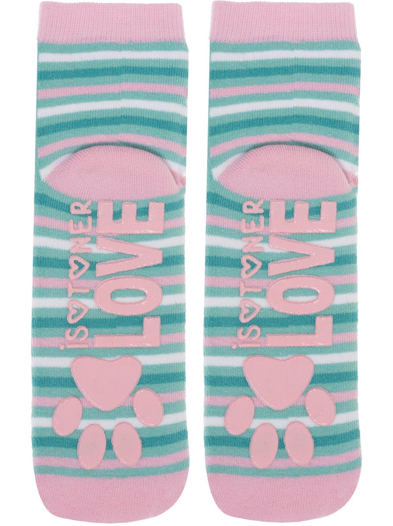 Chaussettes anti-dérapantes coton, picots antidérapants fille isotoner Bleu turquoise - Kiabi