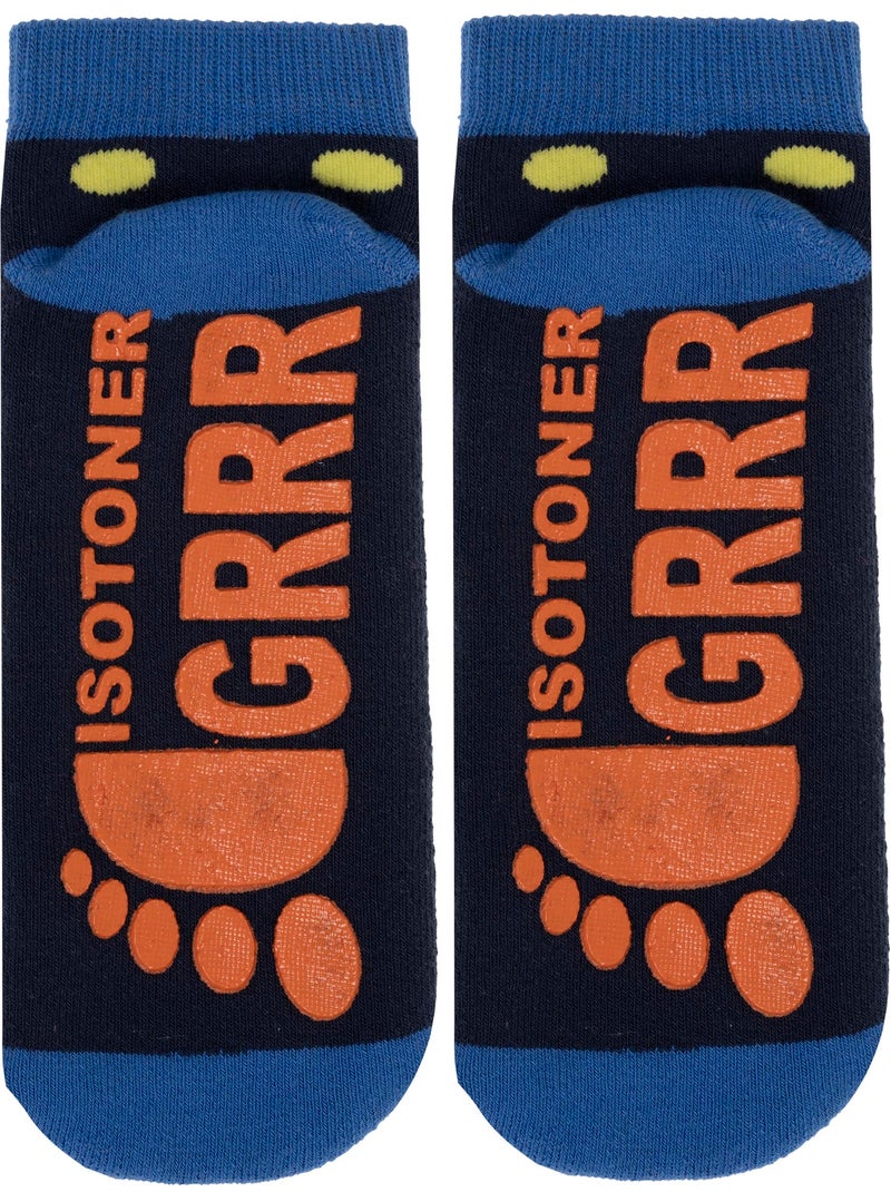 Chaussettes anti-dérapantes coton, picots antidérapants garçon isotoner Bleu marine - Kiabi