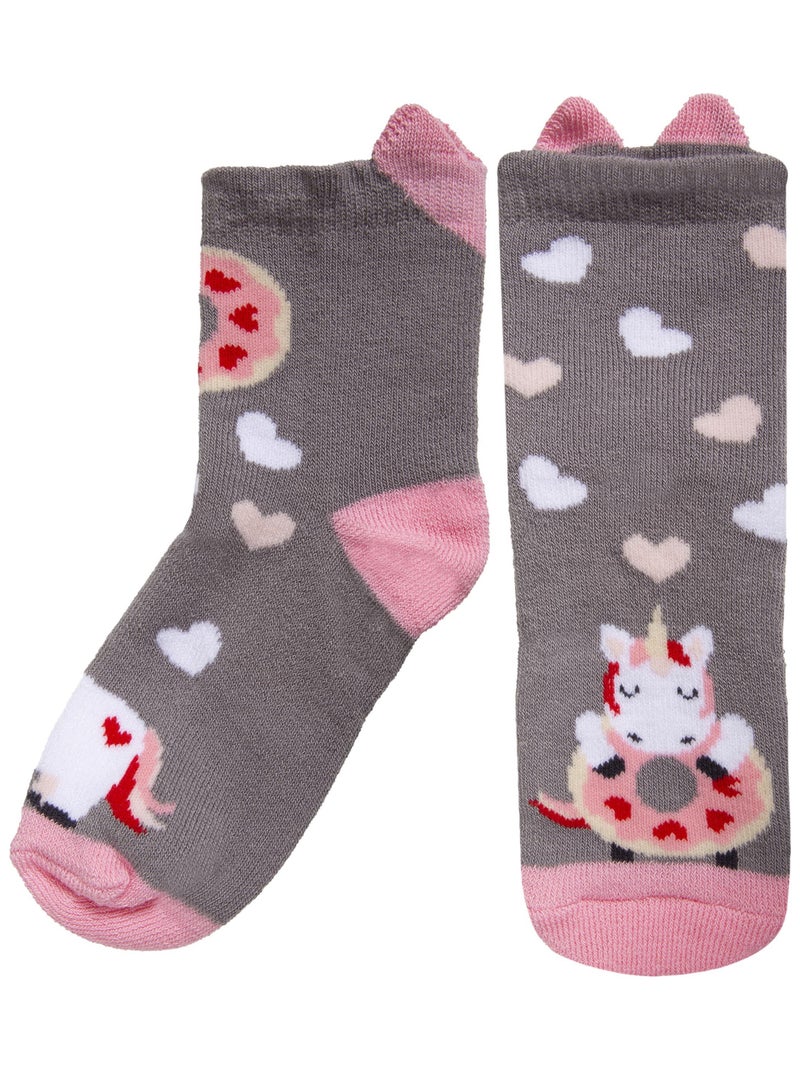 Chaussettes anti-dérapantes détail licorne - 19 au 26 Gris - Kiabi