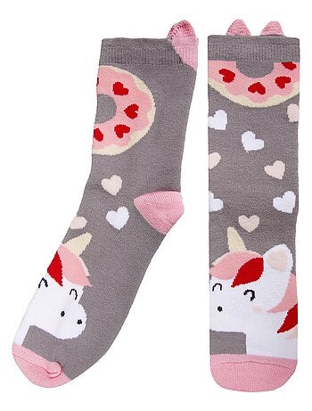 Chaussettes anti-dérapantes détail licorne - 27 au 34 fille Isotoner