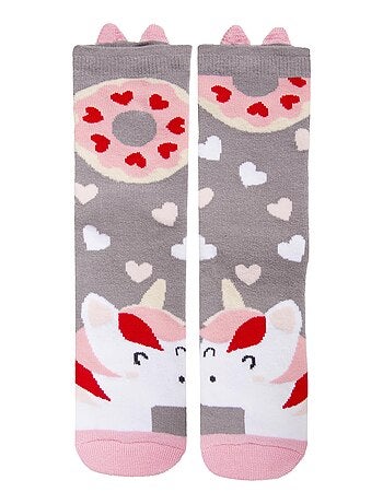 Chaussettes anti-dérapantes détail licorne - 27 au 34 fille Isotoner