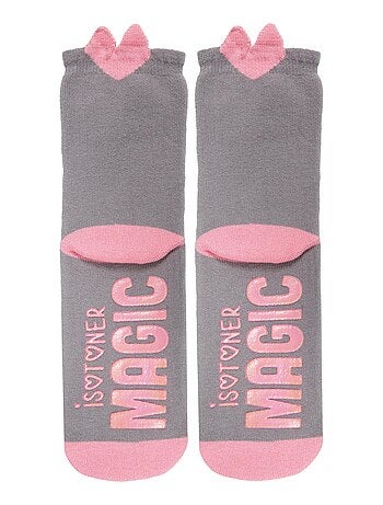 Chaussettes anti-dérapantes détail licorne - 27 au 34 fille Isotoner