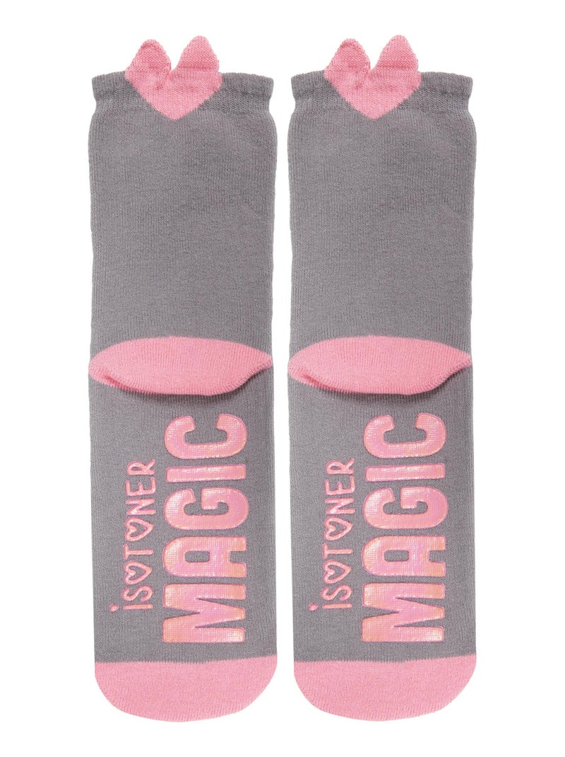 Chaussettes anti-dérapantes détail licorne 27 au 34 fille