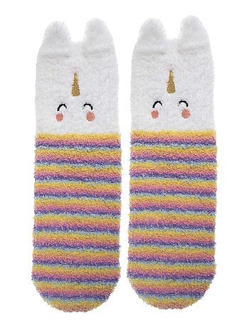 Chaussettes anti-dérapantes licorne muticolor en maille fille Isotoner