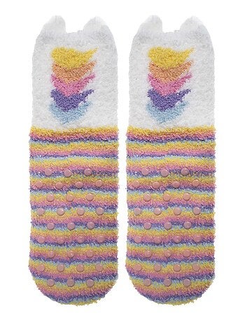 Chaussettes anti-dérapantes licorne muticolor en maille fille Isotoner