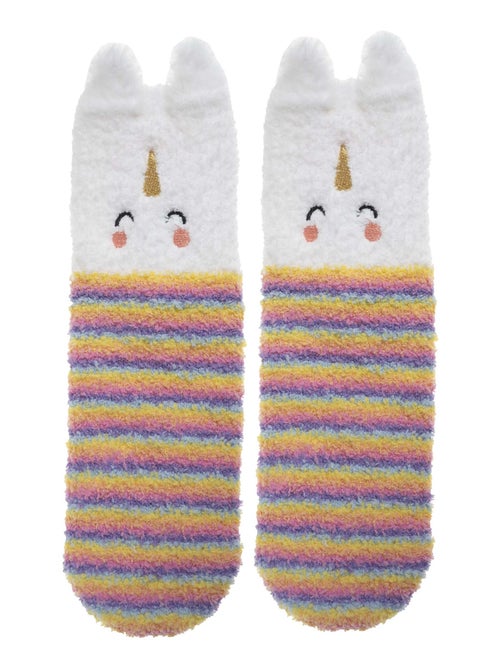 Chaussettes anti-dérapantes Licorne muticolor en maille fille Isotoner - Kiabi