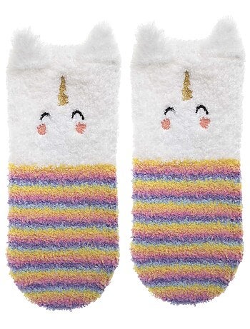 Chaussettes anti-dérapantes maille, forme mi-haute, picots antidérapants fille Isotoner