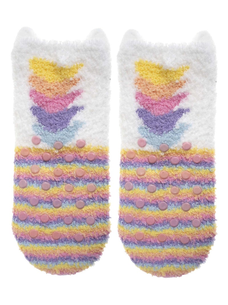 Chaussettes anti-dérapantes maille, forme mi-haute, picots antidérapants fille Isotoner Rose pastel/Rose clair/Blanc/Jaune pastel - Kiabi