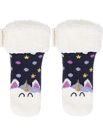 Chaussettes anti-dérapantes maille jacquard, picots antidérapants fille isotoner
