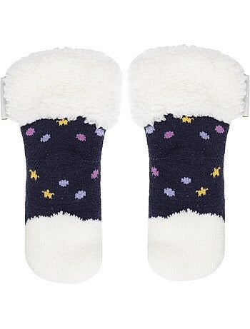 Chaussettes anti-dérapantes maille jacquard, picots antidérapants fille isotoner
