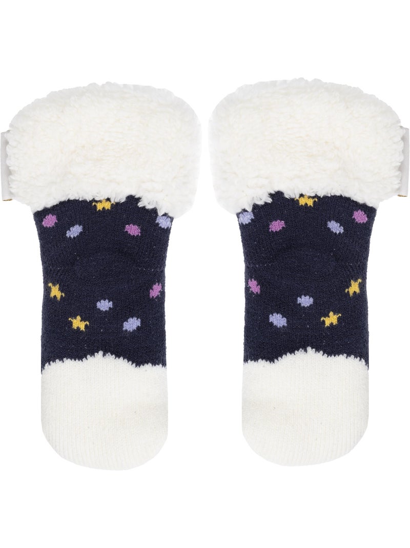 Chaussettes anti-dérapantes maille jacquard, picots antidérapants fille isotoner Bleu marine - Kiabi