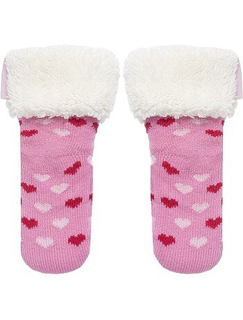 Chaussettes anti-dérapantes maille jacquard, picots antidérapants fille isotoner