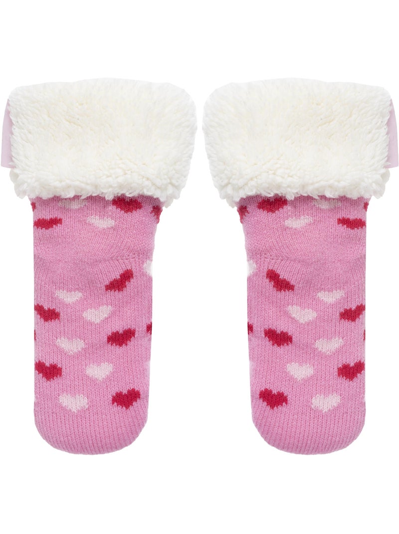 Chaussettes anti-dérapantes maille jacquard, picots antidérapants fille isotoner Rose - Kiabi