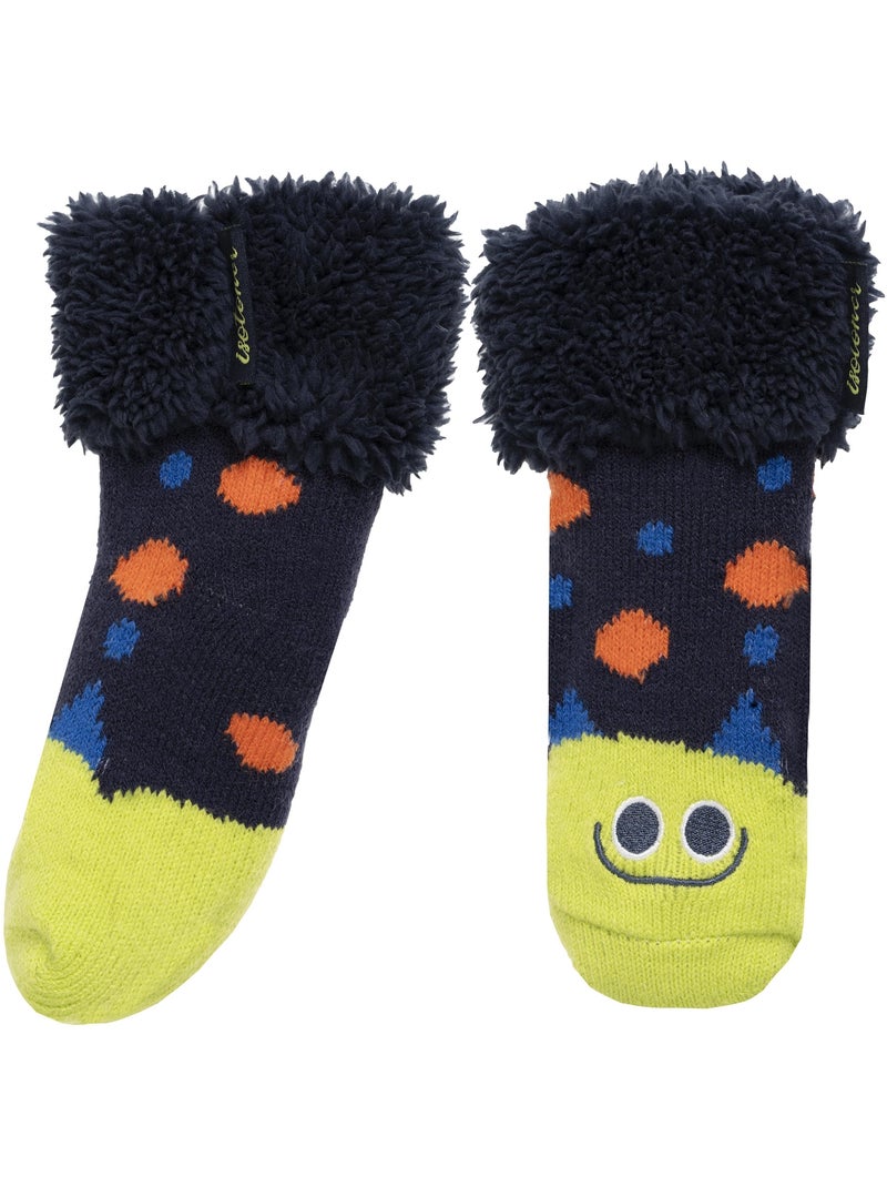 Chaussettes anti-dérapantes maille jacquard, picots antidérapants garçon isotoner Bleu marine - Kiabi