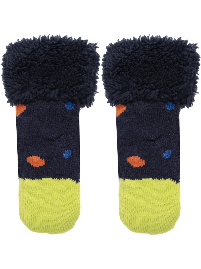 Chaussettes anti-dérapantes maille jacquard, picots antidérapants garçon isotoner Bleu marine - Kiabi