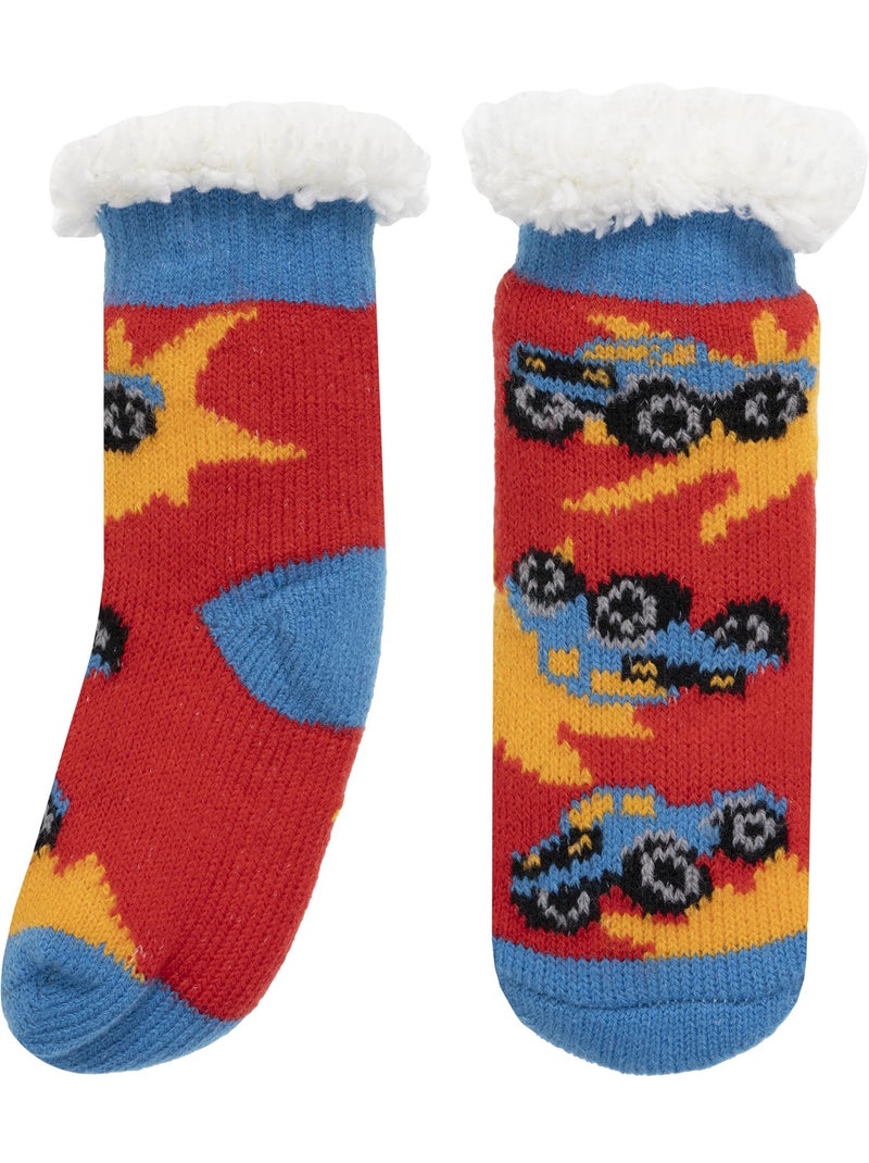 Chaussettes anti-dérapantes maille jacquard, picots antidérapants garçon isotoner Rouge - Kiabi
