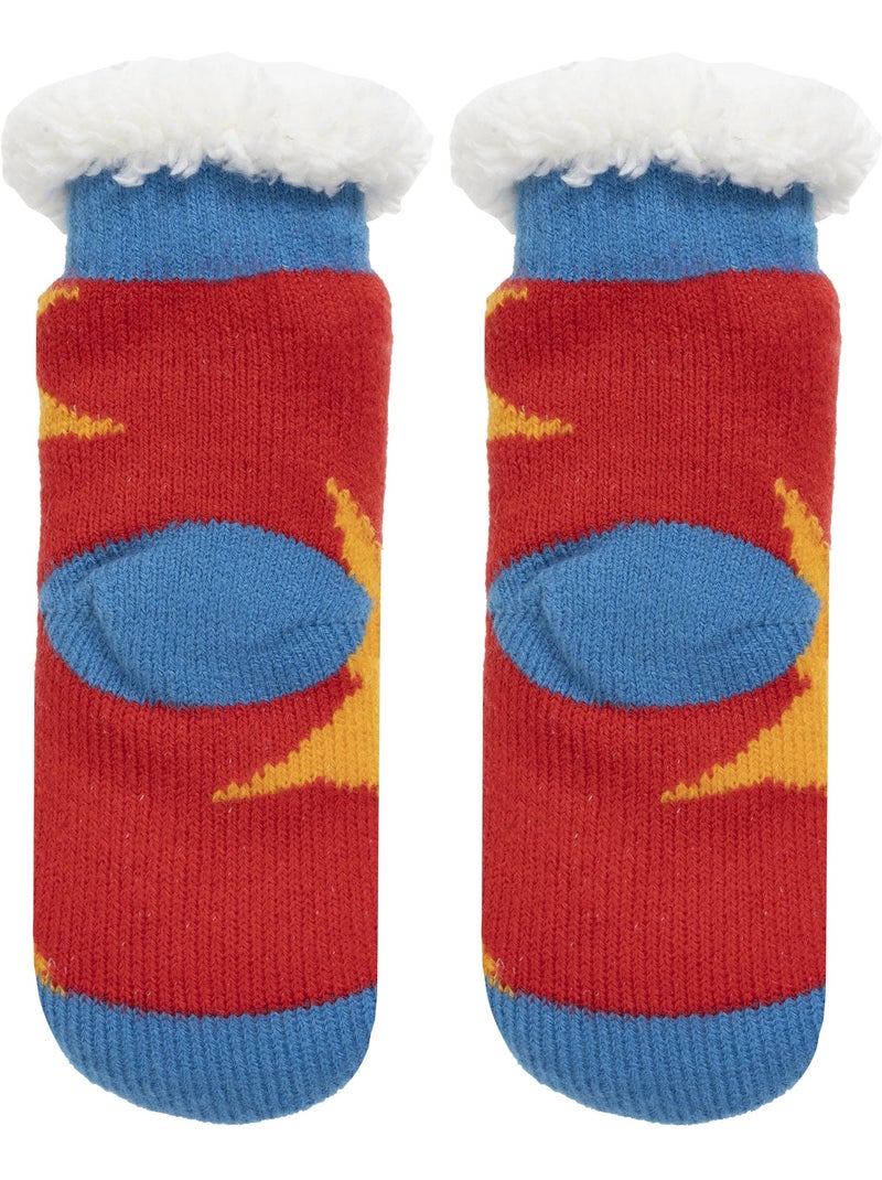 Chaussettes anti-dérapantes maille jacquard, picots antidérapants garçon isotoner Rouge - Kiabi