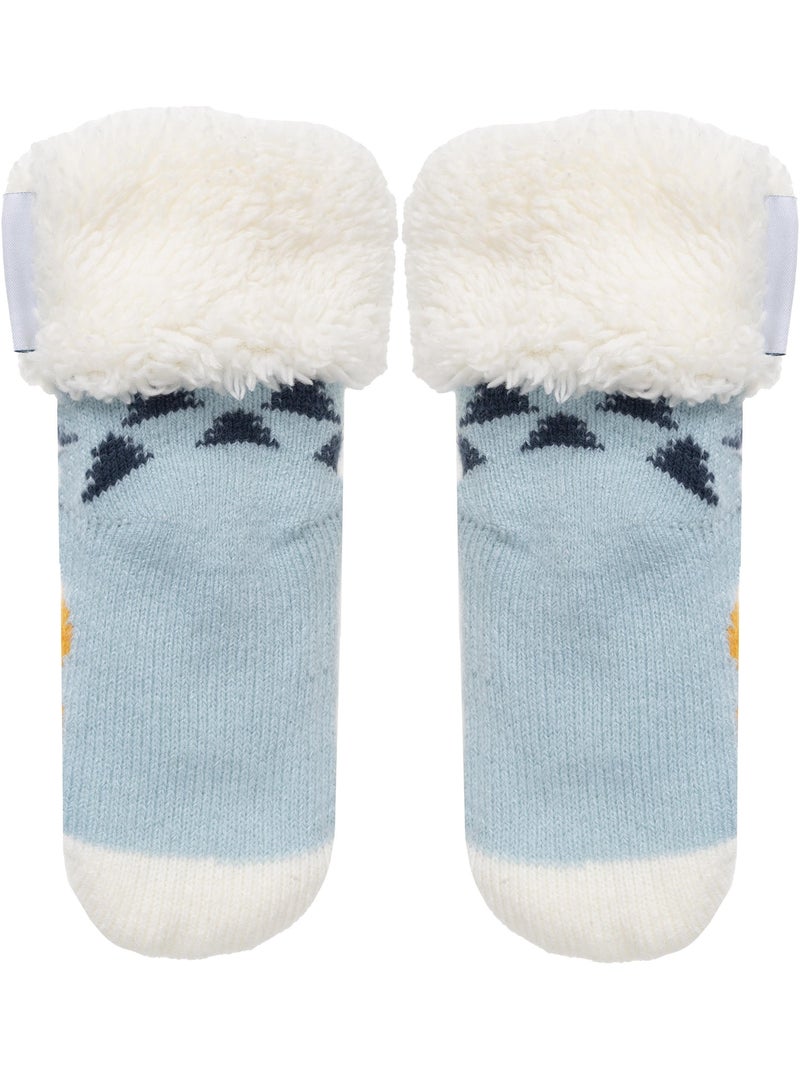 Chaussettes anti-dérapantes maille jacquard, picots antidérapants mixte enfant isotoner Bleu - Kiabi