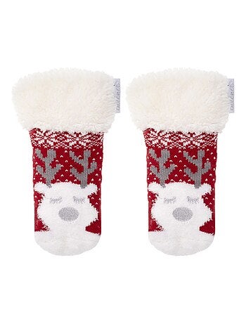 Chaussettes anti-dérapantes maille noël - picots antidérapants fille Isotoner