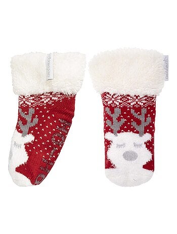 Chaussettes anti-dérapantes maille noël - picots antidérapants fille Isotoner