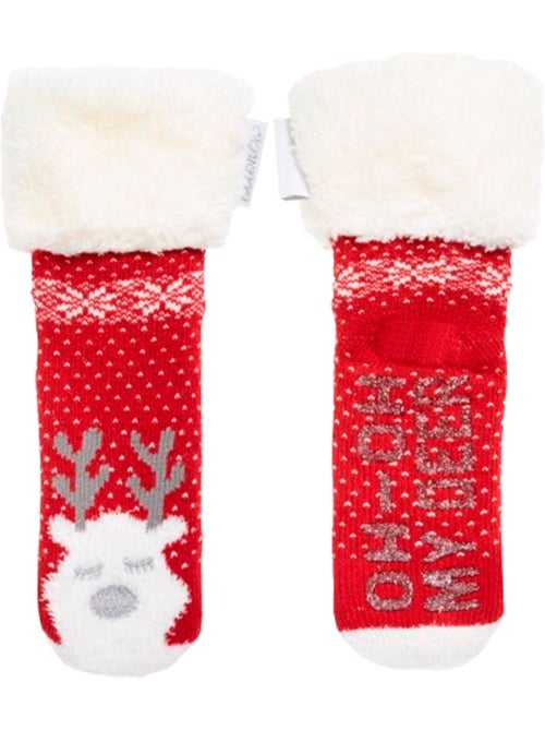 Chaussettes anti-dérapantes Maille Noël - Picots antidérapants fille Isotoner - Kiabi