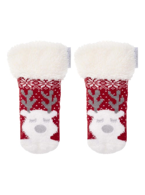 Chaussettes anti-dérapantes Maille Noël - Picots antidérapants fille Isotoner - Kiabi