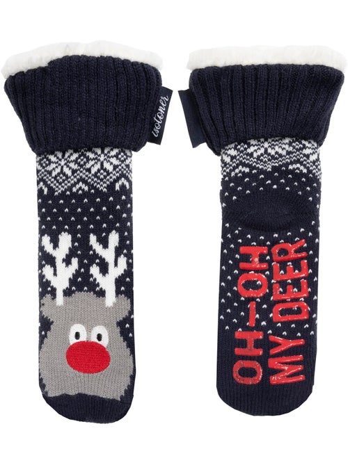 Chaussettes anti-dérapantes Maille Noël - Picots antidérapants garçon Isotoner - Kiabi