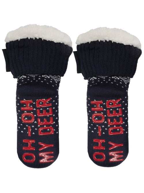 Chaussettes anti-dérapantes Maille Noël - Picots antidérapants garçon Isotoner - Kiabi