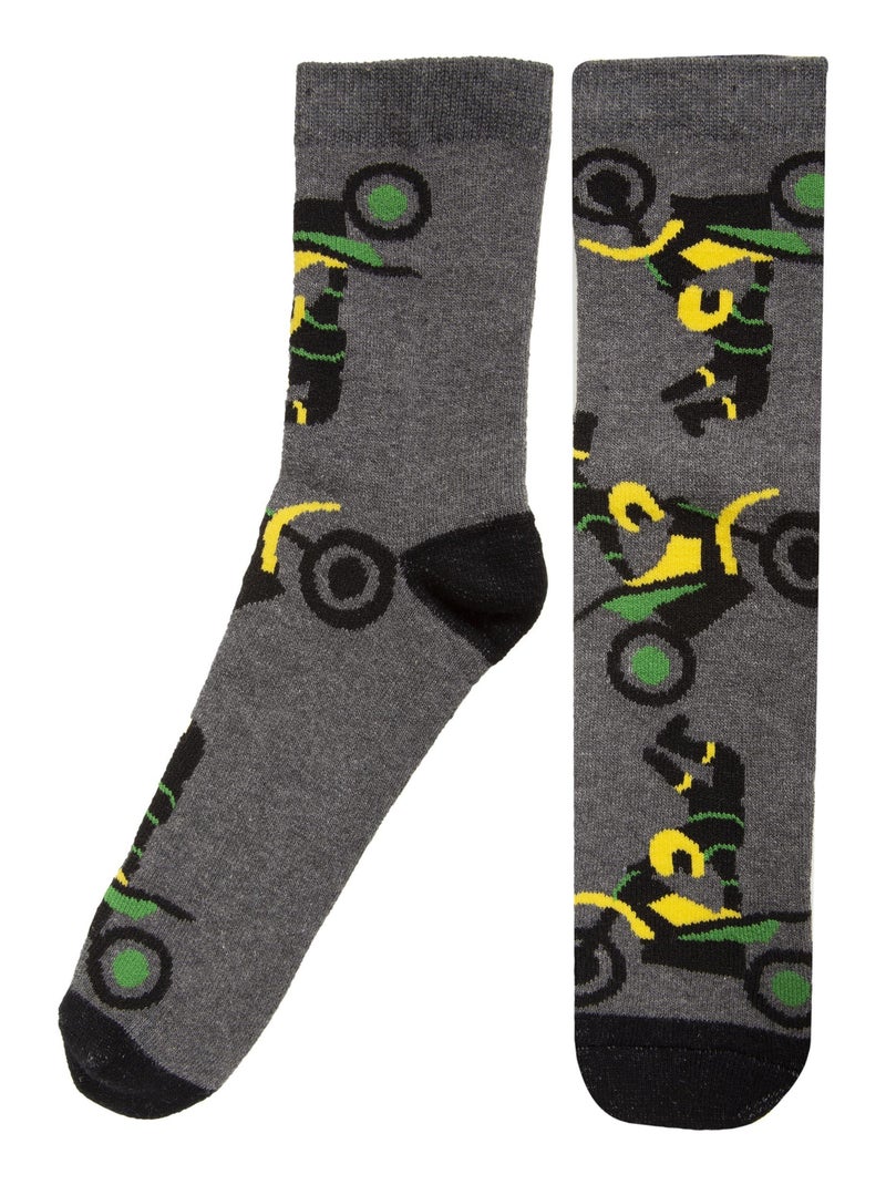 Chaussettes anti-dérapantes mi-hautes détail moto - 27 au 34 garçon Isotoner Gris - Kiabi
