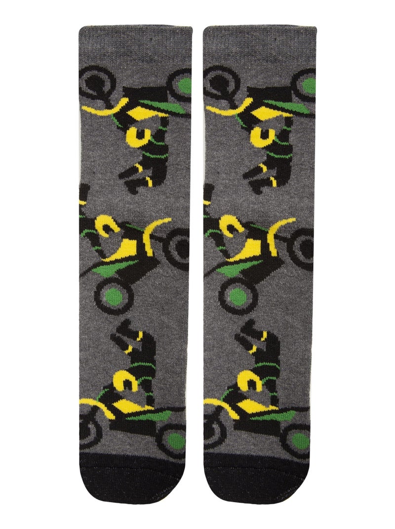 Chaussettes anti-dérapantes mi-hautes détail moto - 27 au 34 garçon Isotoner Gris - Kiabi