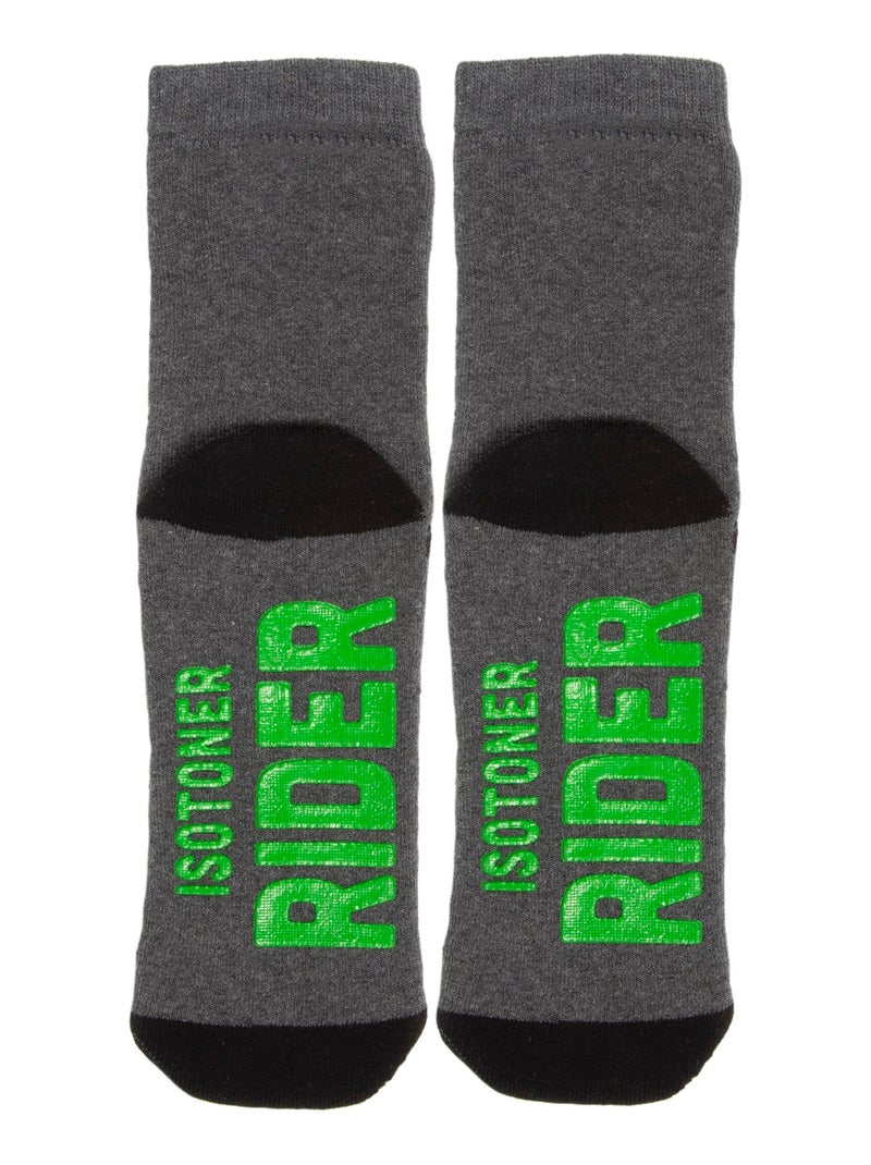 Chaussettes anti-dérapantes mi-hautes détail moto - 27 au 34 garçon Isotoner Gris - Kiabi