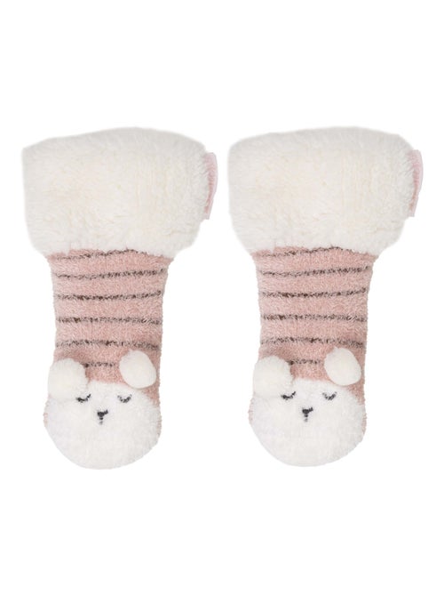 Chaussettes anti-dérapantes Mouton Blush en maille fille Isotoner - Kiabi