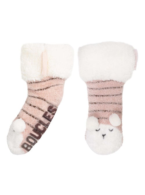 Chaussettes anti-dérapantes Mouton Blush en maille fille Isotoner - Kiabi