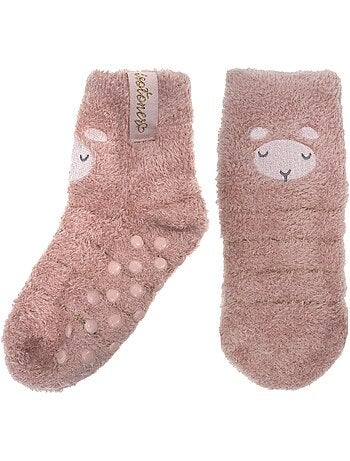 Chaussettes anti-dérapantes Mouton Blush en maille fille Isotoner