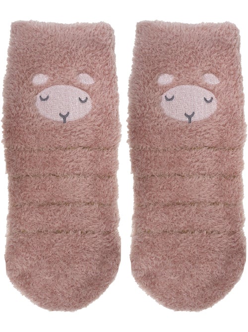 Chaussettes anti-dérapantes Mouton Blush en maille fille Isotoner - Kiabi