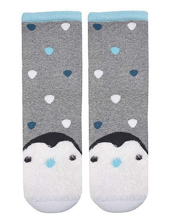 Chaussettes anti-dérapantes pingouin - coton mixte enfant