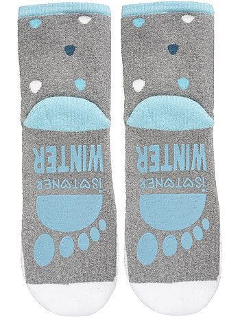 Chaussettes anti-dérapantes pingouin - coton mixte enfant