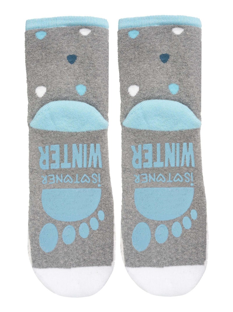 Chaussettes anti-dérapantes pingouin - coton mixte enfant Isotoner Gris chiné - Kiabi