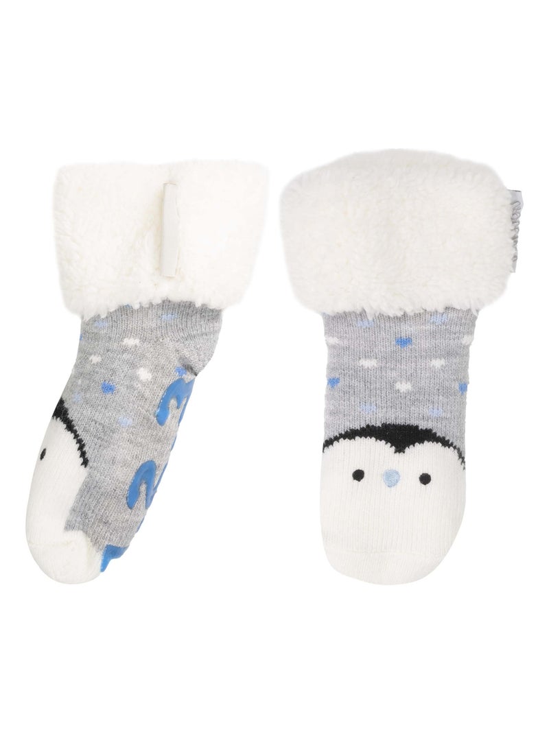Chaussettes anti-dérapantes Pingouin - Maille mixte enfant Isotoner Gris chiné - Kiabi