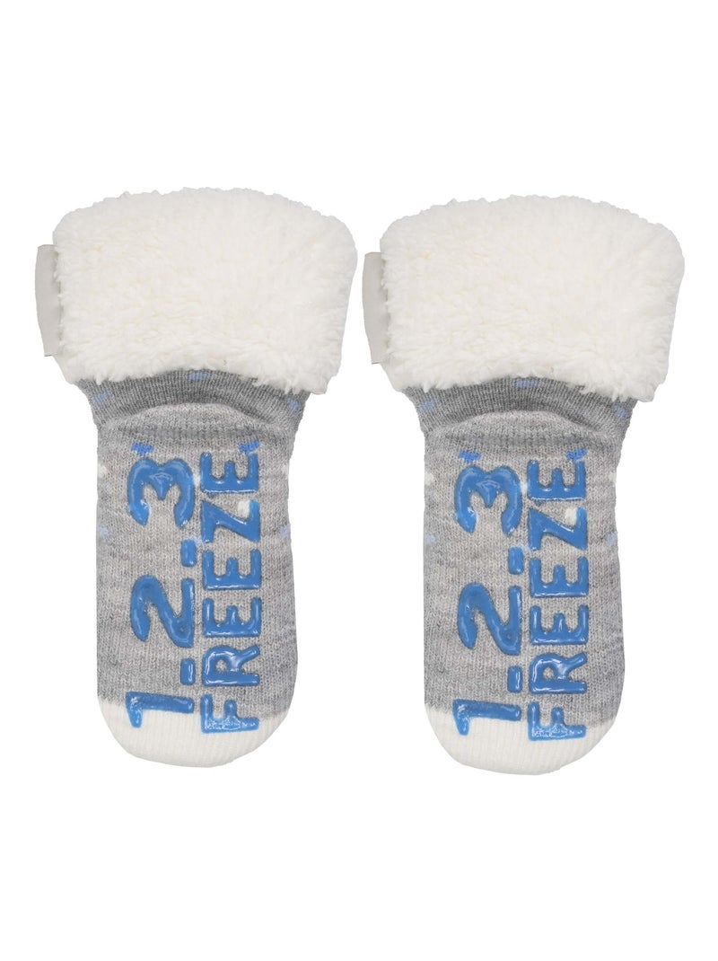 Chaussettes anti-dérapantes Pingouin - Maille mixte enfant Isotoner Gris chiné - Kiabi
