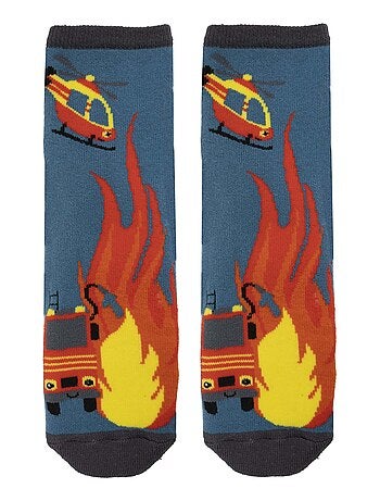 Chaussettes anti-dérapantes pompier - coton garçon isotoner